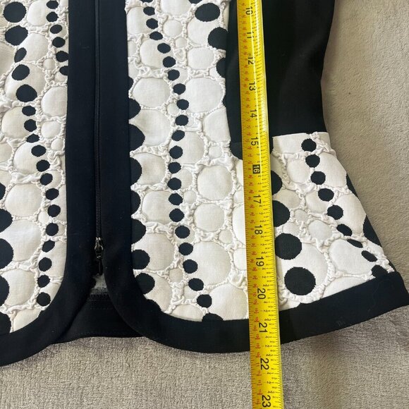 Joseph Ribkoff Fitted Textured Black & White Dotted Stretch Blazer Jacket - Picture 13 of 16